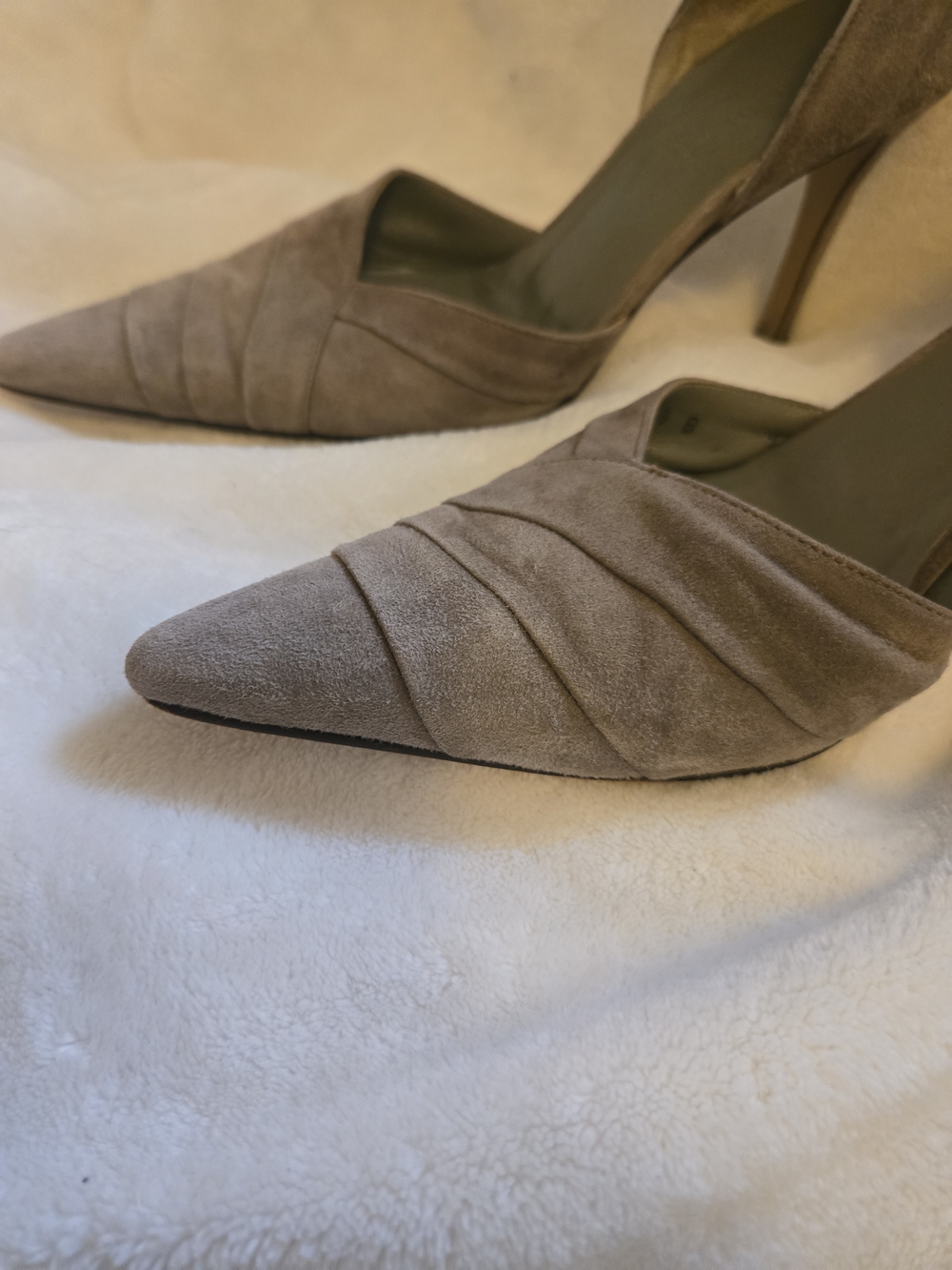 Cole Haan Taupe/Grey Suede Pointed-Toe Heels